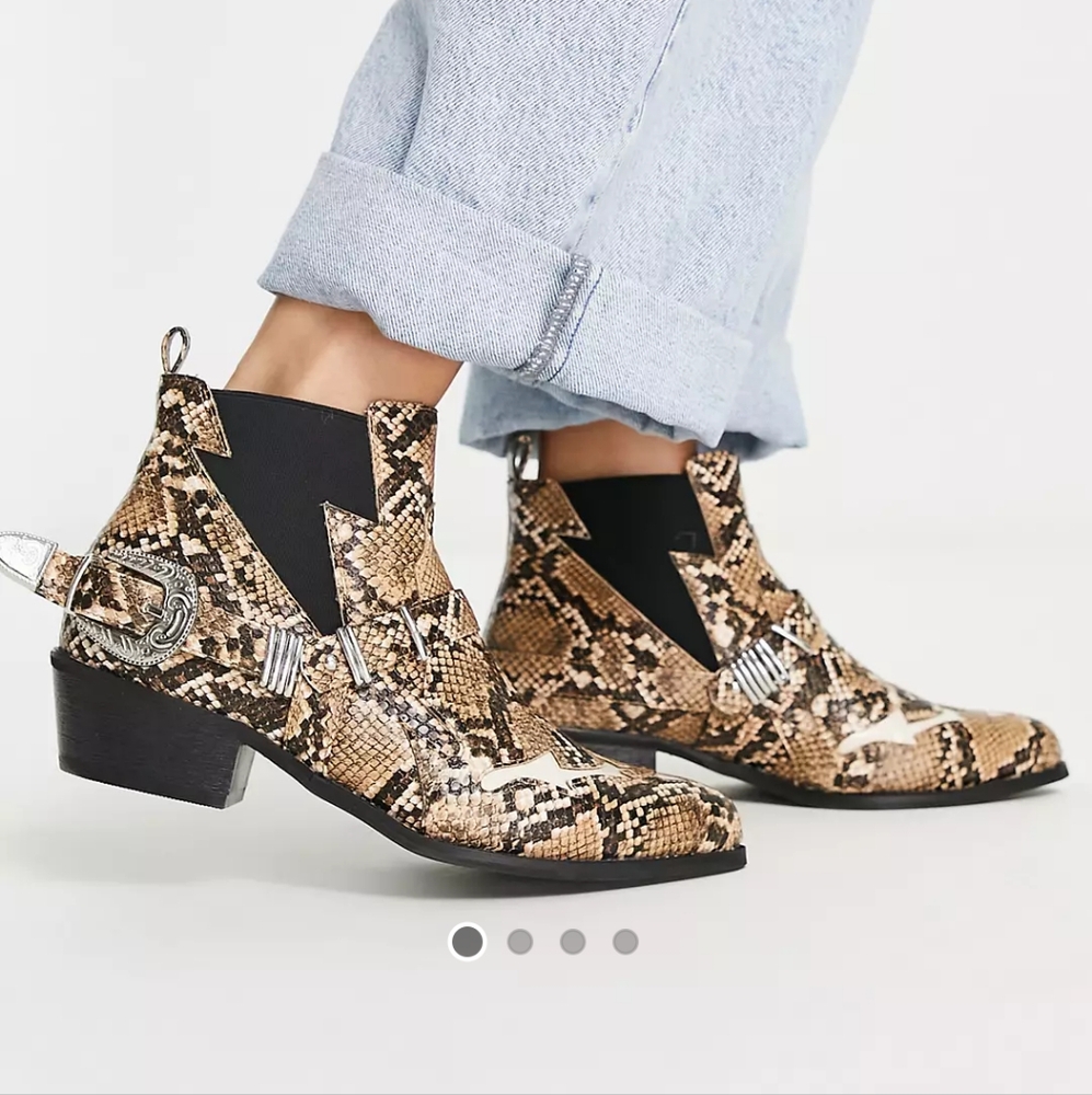 Glamorous wide fit snake western bootie